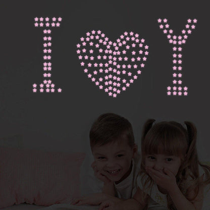 100pcs Luminous Wall Stickers Stars shine in the dark Sticker Decals for Kids Baby rooms Colorful Fluorescent Stickers Home deco