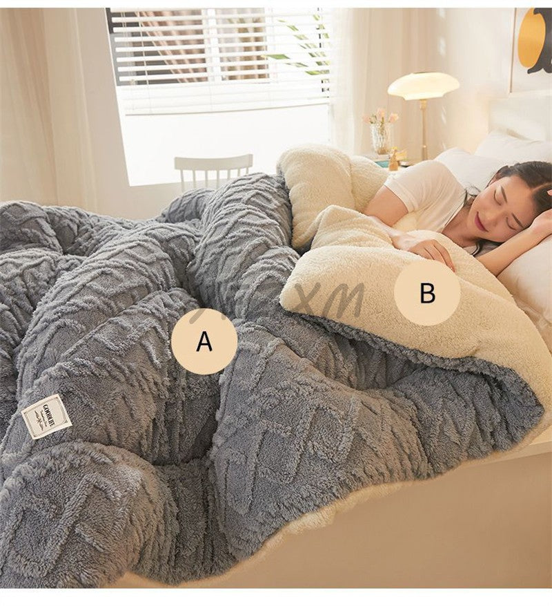 Manta de Cama Grossa de Inverno Quente de Alta Qualidade Cordeiro Artificial Caxemira Cobertores Pesados Edredom de Inverno Mais Grosso e Quente