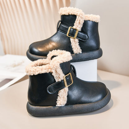 Winter Fur Boots For Children 2025 Trend Fashion Boy's Girl's Plush Snow Boots Anti-slippery Teenager Kid's Padded Boots Cotton
