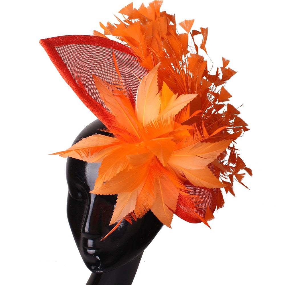 Fascinator Azul Royal Deslumbrante com Presilhas Chapéu Elegante Feminino com Penas para Casamento Acessórios de Cabelo de Noiva Chapelaria Feminina