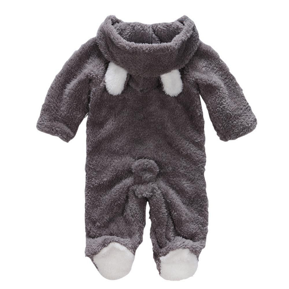 Winter Newborn Baby Plush Bodysuit Jumpsuit Cartoon Hoodies Boy Girl Romper Twins Clothes Korean version 0-12M