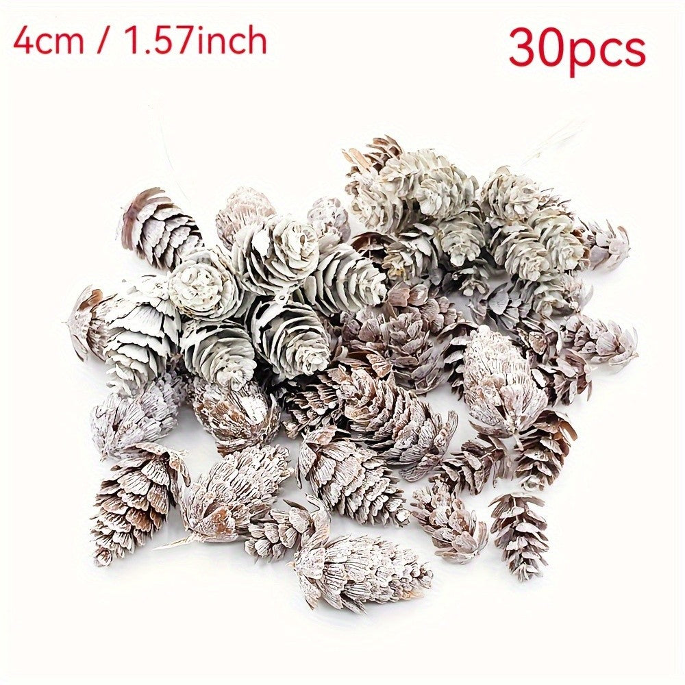 30/50pcs Plastic White Artificial Pinecone Plant Christmas Party Decorations Home Decor Christmas Tree Garland Accessiories