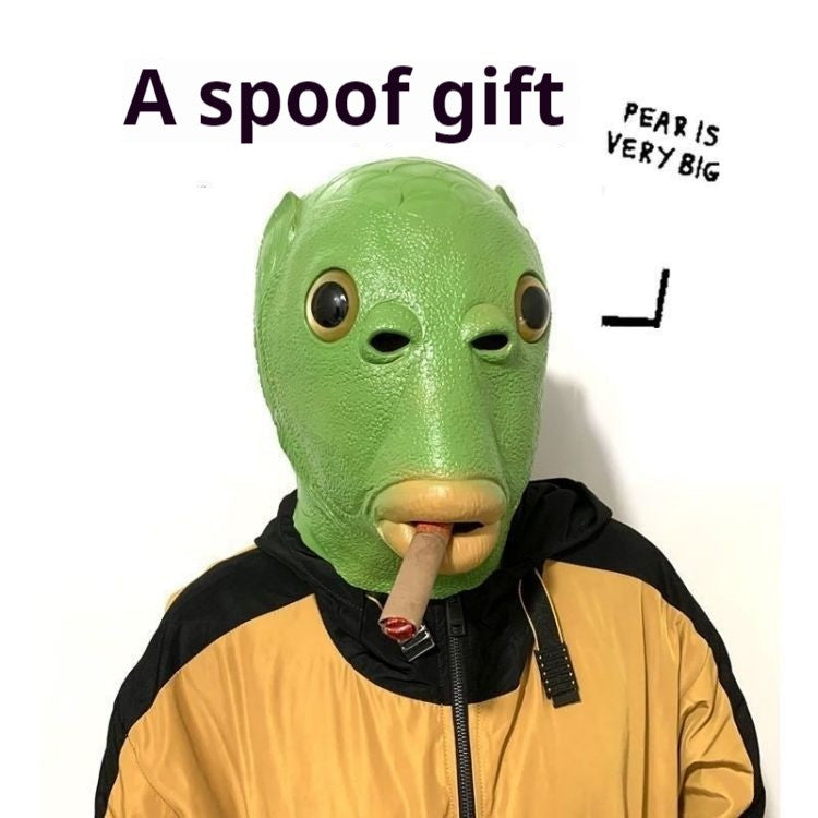 Green Fish Head Mask Toy Sand Sculpture Play Strange Green Fish Head Cover