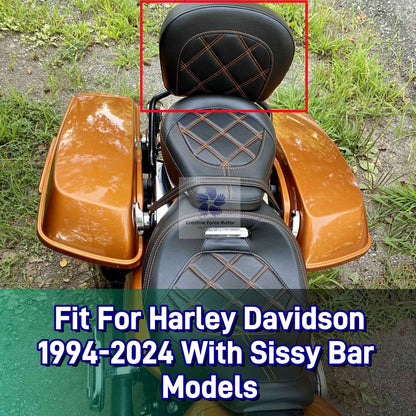 Encosto de Passageiro Sissy Bar Almofada para Motocicletas Harley Touring CVO Street Bob Road King Electra Glide 1995-2024