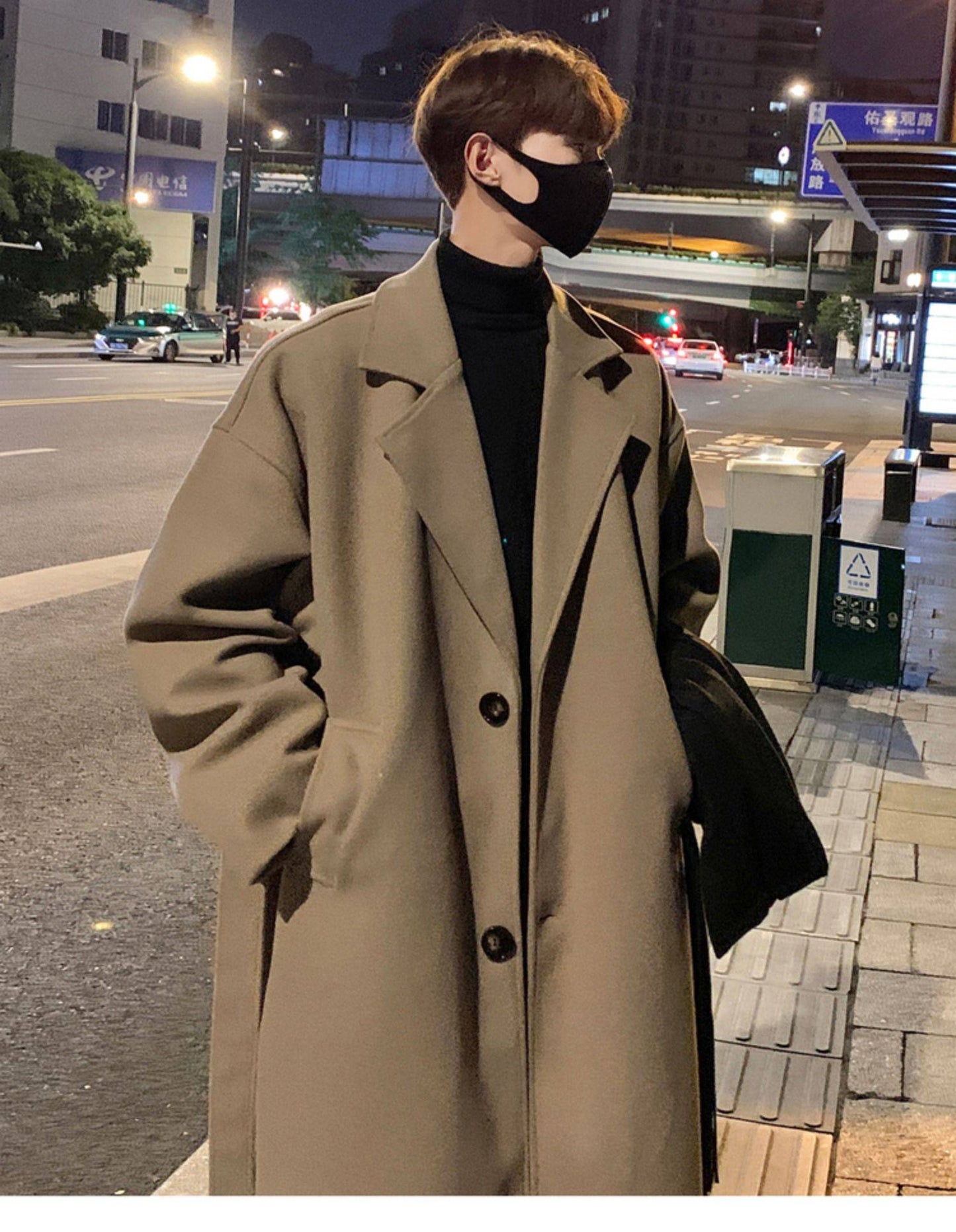 Men Fashion Winter Jacket Coats 2024 Thicken Wool Blends Coat Mens Oversized Overcoat Male Streetwear Warm Long Coat Q38
