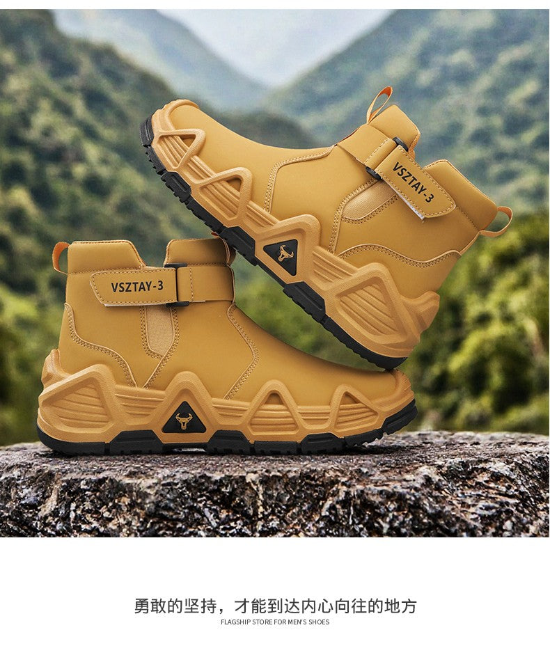 Men's casual sports shoes, high-top breathable outdoor hiking and mountaineering shoes, men's travel walking shoes