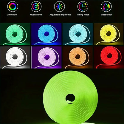 5V USB RGB Neon LED Strip 1/2/3/5M IP65 RGB Neon Lamp Tape with App and Remote Control For DIY Neon Deocoration Lighting