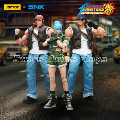 Original JOYTOY 1/18 Action Figure SNK KOF'98UM Ikari Warriors Team Leona Heidern/Ralf Jones/Clark Still Modelo de Brinquedo