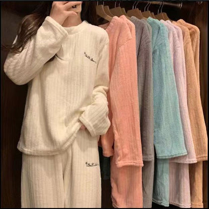 New Autumn/Winter Coral Fleece Pyjamas for Women Thickened Homewear Student Comfort Cotton Fleece Plus Size Fashion Pyjama Set