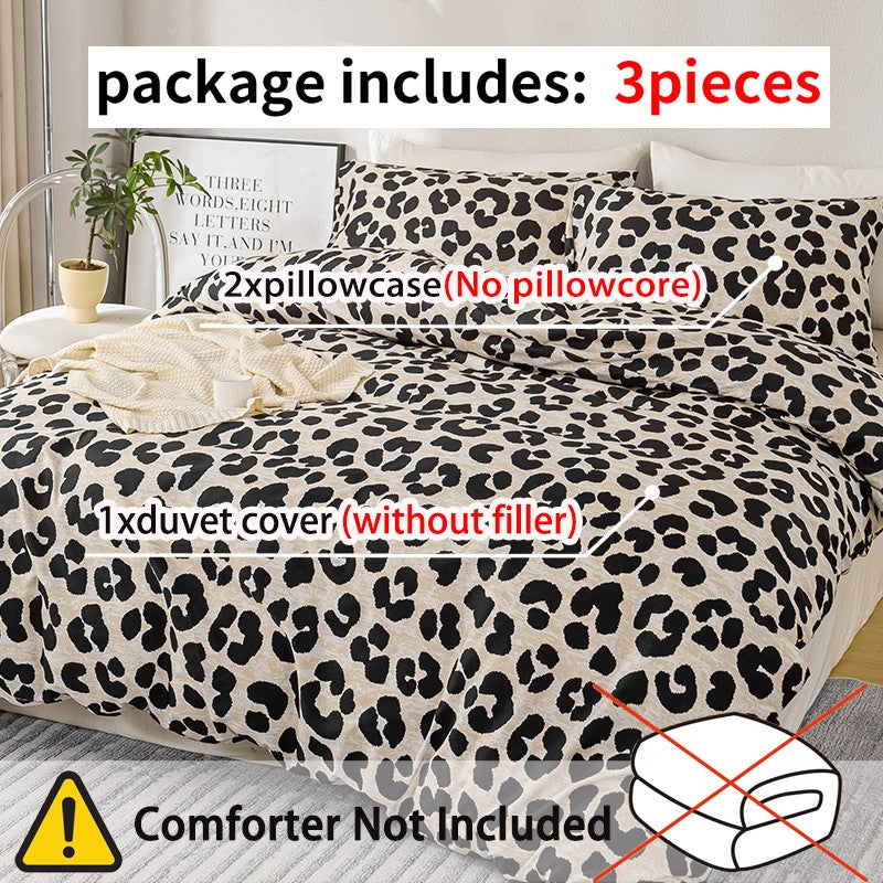 3pcs Leopard Print Duvet Cover Set, Soft Skin-Friendly Bedding Set Includes 1 Duvet Cover And 2 Pillowcases