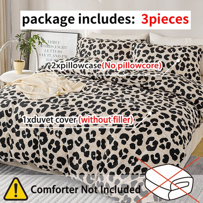 3pcs Leopard Print Duvet Cover Set, Soft Skin-Friendly Bedding Set Includes 1 Duvet Cover And 2 Pillowcases