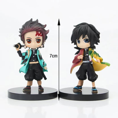 Conjunto 12 Peças Kimetsu No Yaiba Mini Bonecos PVC Q Posket Figura Demon Slayer Decoração de Mesa