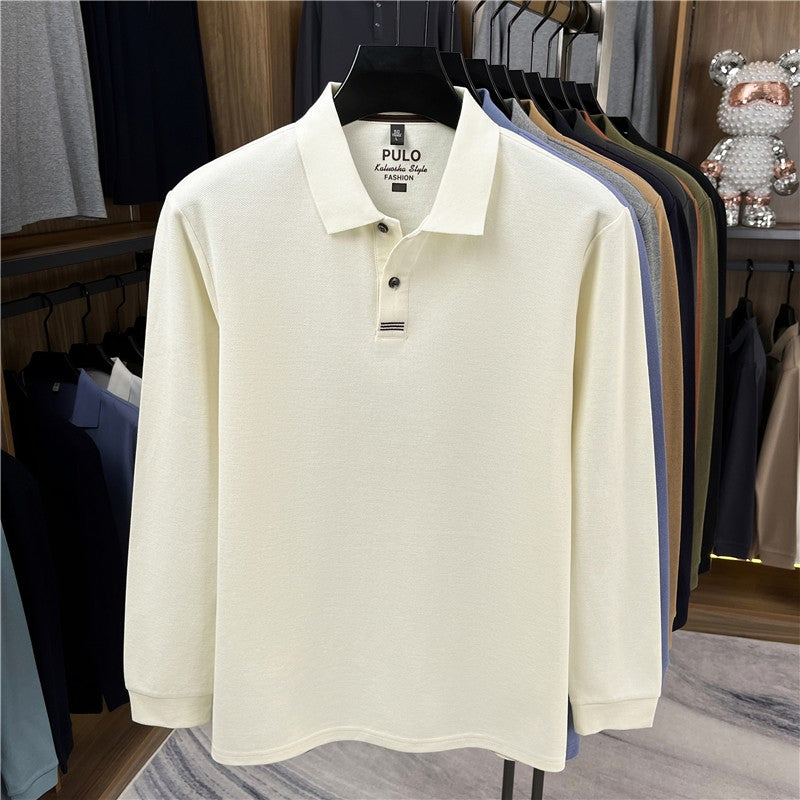 100Cotton High-Quality Men's Polo Shirt Placket Embroid Breathable Long Sleeve Autumn Lapel T-Shirt Business Casual Menswear