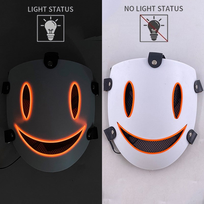 Anime High Rise Invasion Sniper LED Light up Mask Japanese Killer Japanese White Masks Carnival  Halloween Party Costume Props