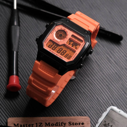 Full Custom AE1200 Royale Watch Mod Kit Watch Dial&Case&Strap Unique Customized Digital Military Watch Modification