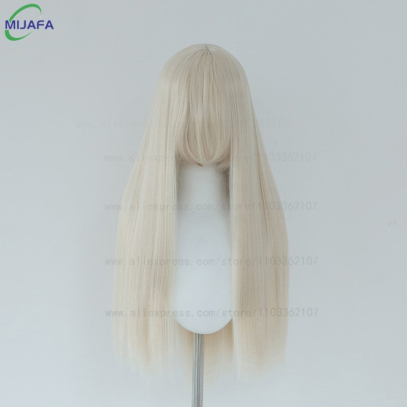 Peruca de Cosplay Longa e Lisa de Altíssima Qualidade, 400g, 48 Cores, 60cm, com Franja, Resistente ao Calor, Perucas Anime + Touca de Peruca