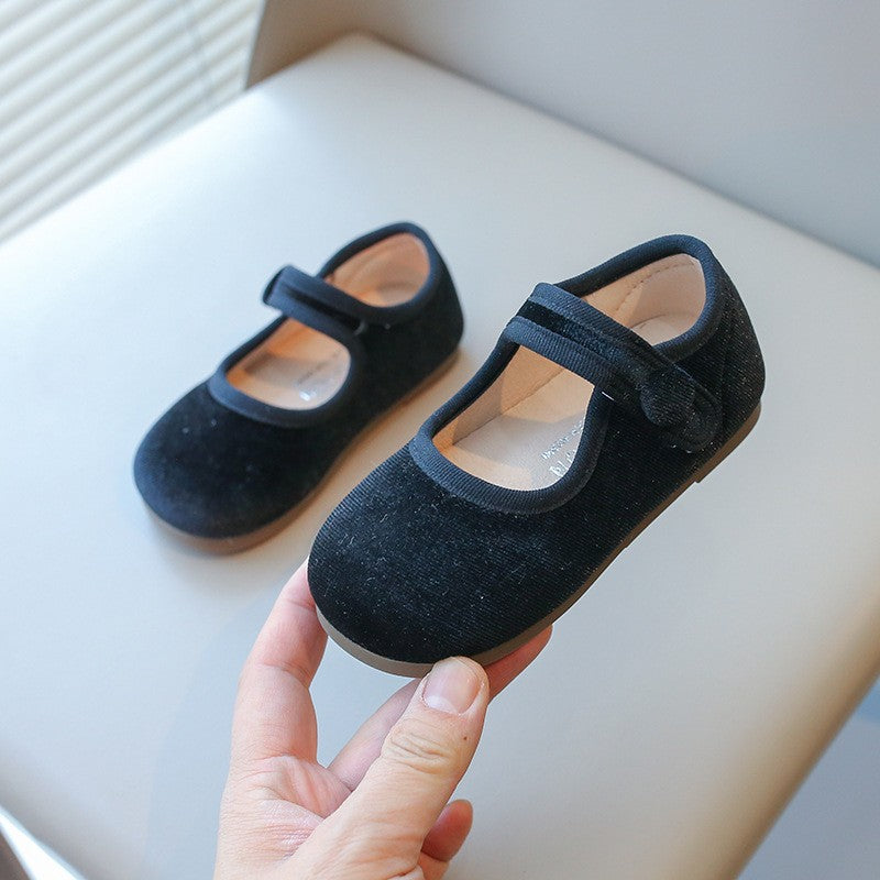 2025 Princess Flat Shoes for Baby Girls Kids Autumn Vintage Soft-sole Flatties with Low-cut Uppers Children Flats