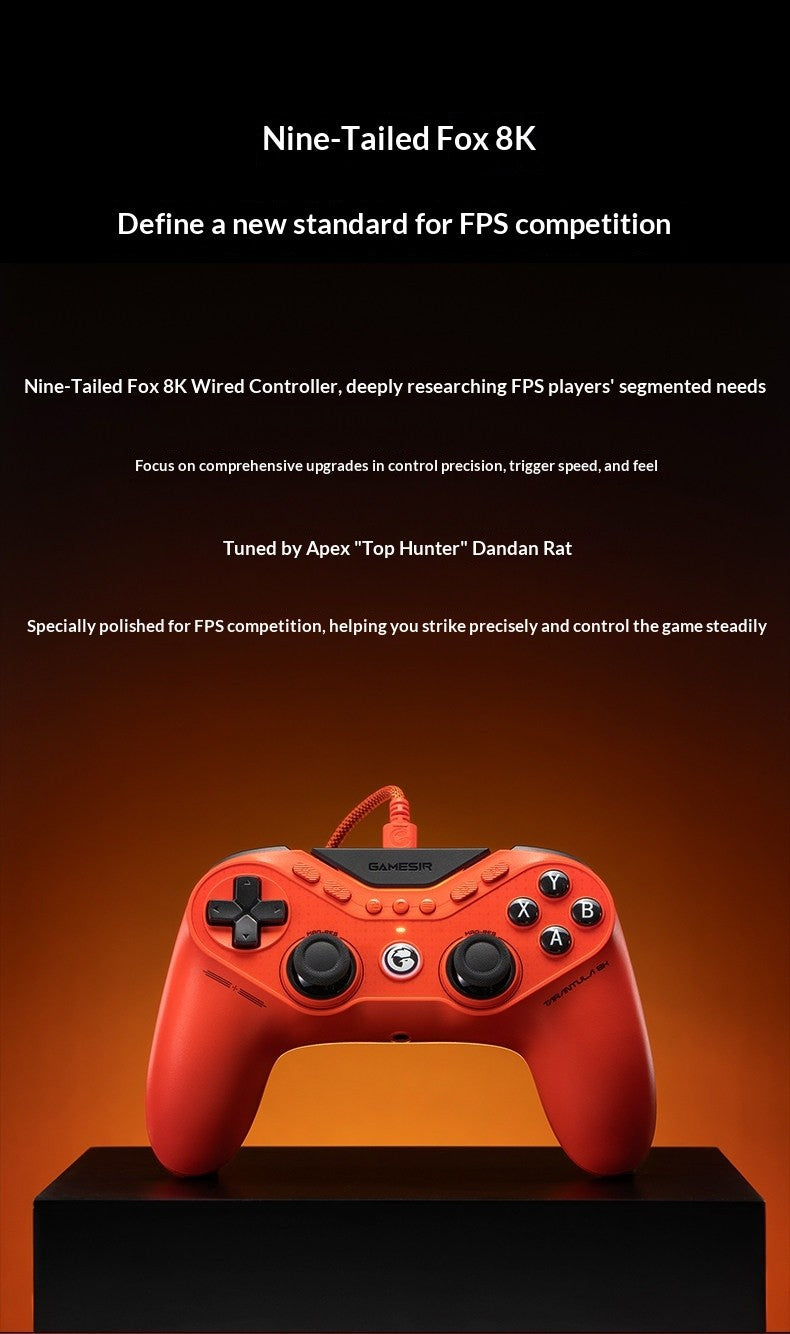 GameSir T3 Pro 8k Nine-Tailed Fox Wired Esports Controller for PC/Switch – JS13Pro TMR Joystick Hall Effect Triggers