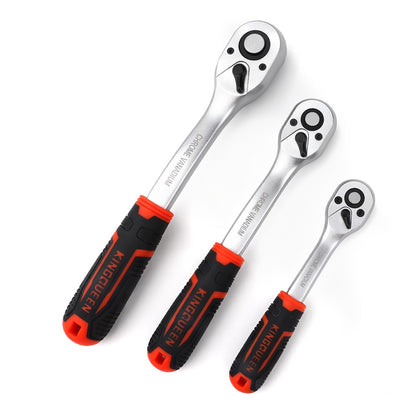 Chave Catraca Rápida Fosca Resistente a Óleo 72 Dentes Unidade de 1/4 3/8 1/2 Polegadas Soquete Bidirecional Chave Voadora Ferramenta Manual DIY de Reparo