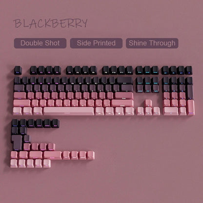 Novas Teclas 133 Gradiente Verde Shine Through Keycaps Impressão Lateral PBT Keycap Perfil Cherry Double Shot para Teclados Mecânicos