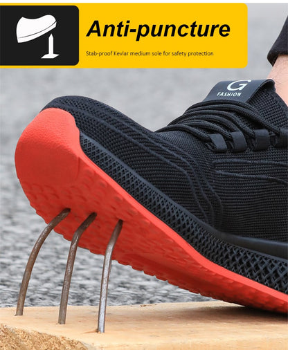 Manlegu Air Mesh Steel Toe Work Shoes Breathable Working Shoes Women Man Safety Shoes Lightweight Puncture-Proof Safety Boots