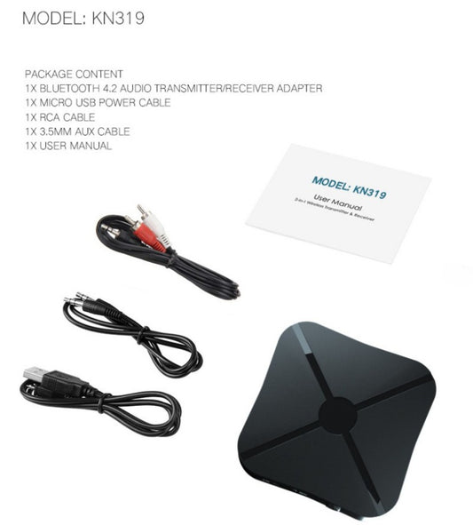 2 in 1 Bluetooth Transmitter Receiver Wireless 3.5mm AUX Stereo Bluetooth Audio Receiver Adapter  For Car TV/Home Audio Systems
