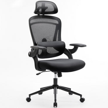 Cadeira de Escritório Ergonômica JHK com Apoio Lombar Ajustável em Mesh, Inclinação de 120°, Encosto Alto Confortável e Braços Macios Retráteis