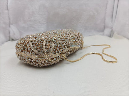 XIYUAN Women Burgundy Stones Evening Bags Crystal Clutch Wedding Party Rhinestone Handbags Bridal Floral Minaudiere Purses Green