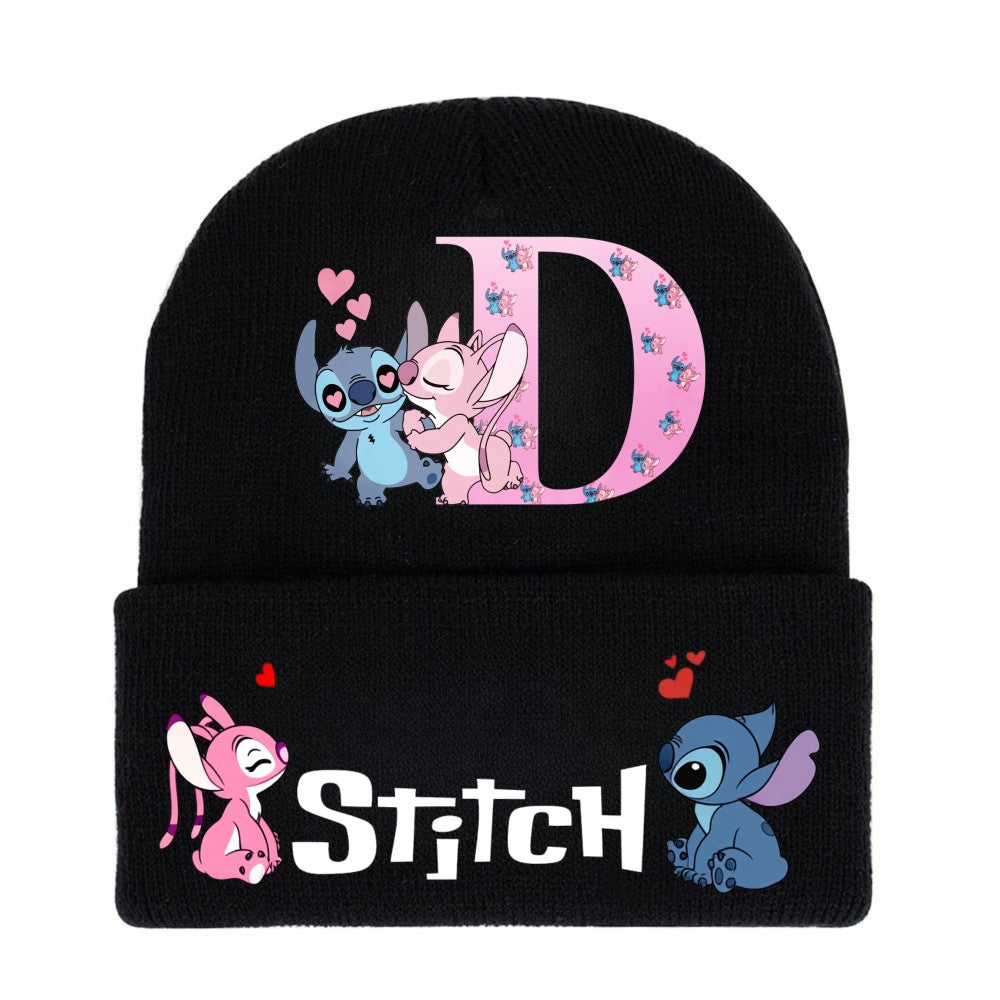 Disney Anime Stitch Chapéu Infantil de Malha com Estampa de Anime para Meninas Touca Gorro Gorro Quente de Malha para Ruas e Áreas Externas Kawaii Presente para Festa de Jogo