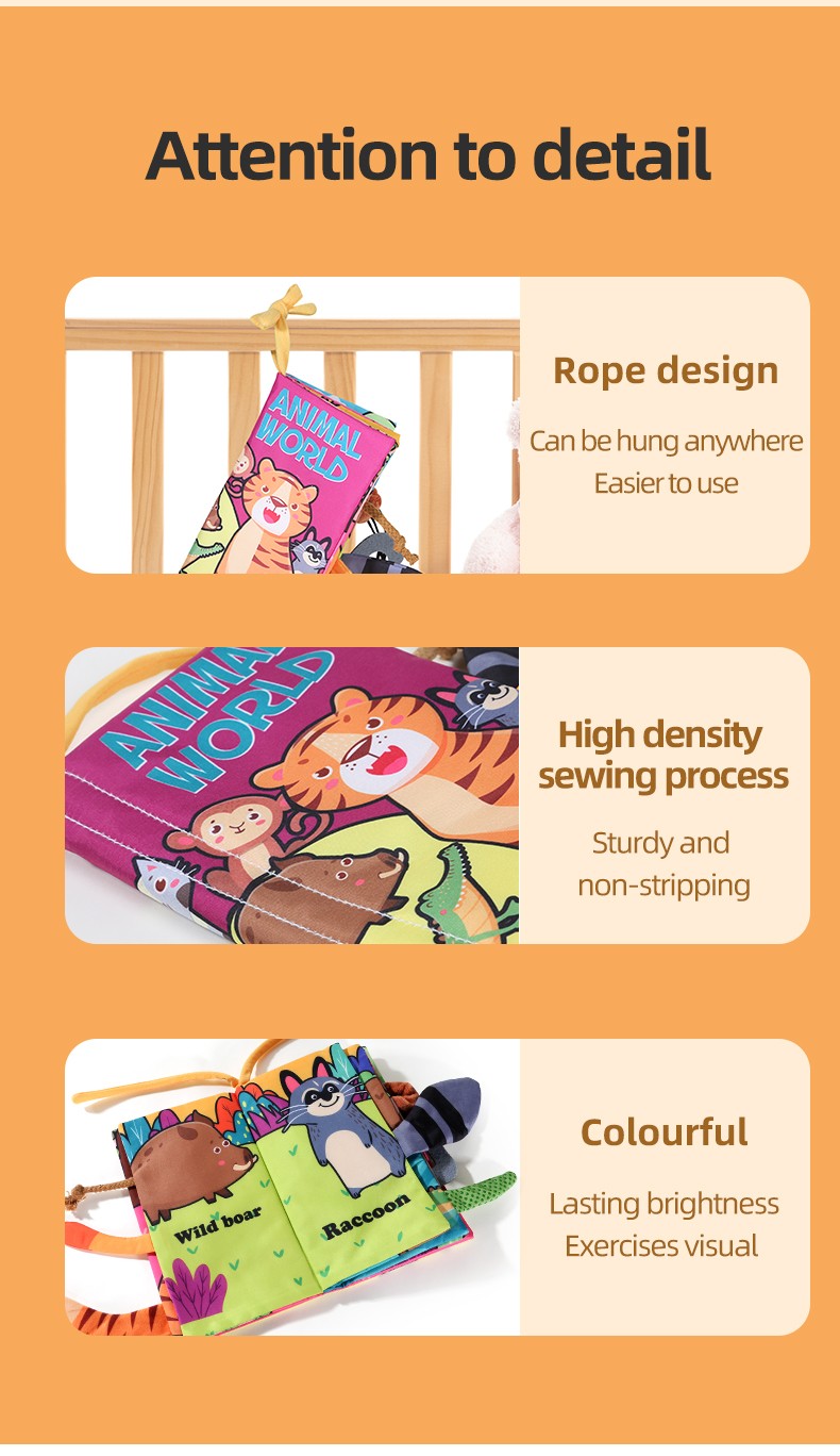 Baby Cloth Book Baby Toys 0-3 Year Old Infant Early Education Toys 6 Pages Cloth Book