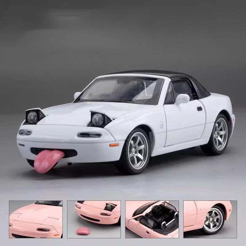 1/32 Mazda MX-5 Miniautura Diecast Miata RoadSter Brinquedo Carro Modelo Som e Luz Portas Abríveis Coleção Presente para Crianças Meninos Meninas
