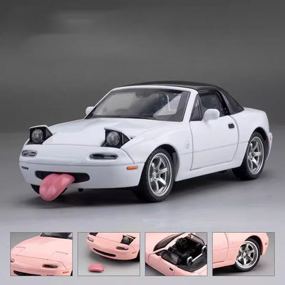 1/32 Mazda MX-5 Miniautura Diecast Miata RoadSter Brinquedo Carro Modelo Som e Luz Portas Abríveis Coleção Presente para Crianças Meninos Meninas