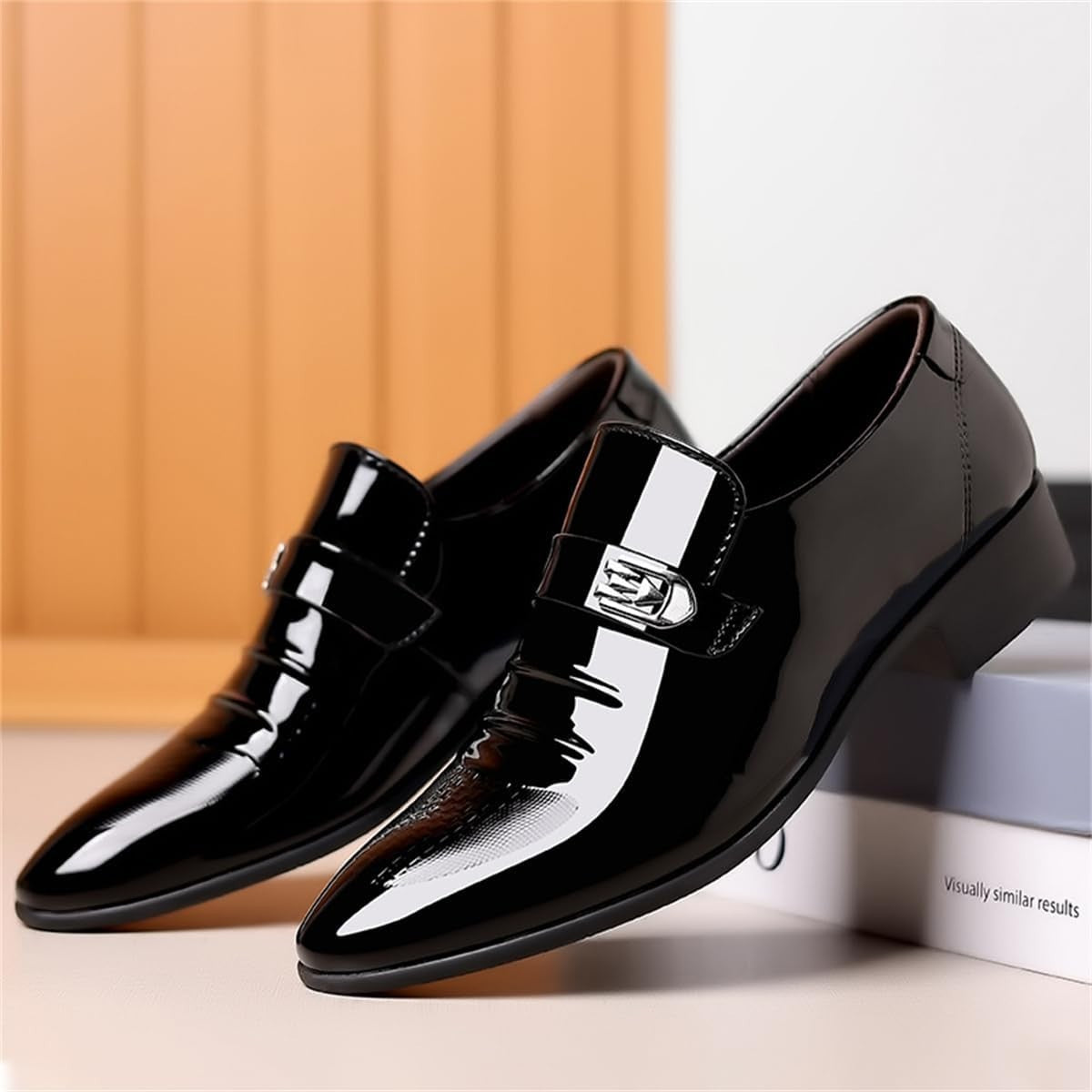 Mens Dress Shoes High Gloss Patent Slip On Loafers Formal Business Oxford Casual Driving Pointed Toe Boat Shoe For Men