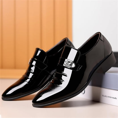 Mens Dress Shoes High Gloss Patent Slip On Loafers Formal Business Oxford Casual Driving Pointed Toe Boat Shoe For Men