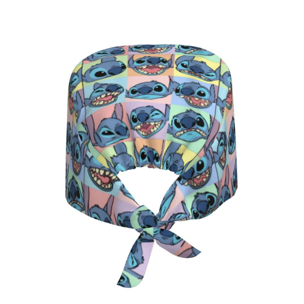 Custom Retro Cartoon Cleaning Working Cap Comfortable  Stitch Ohana Scrub Cap Surgicals Hat Nurse Scrubs Hat For Dentist