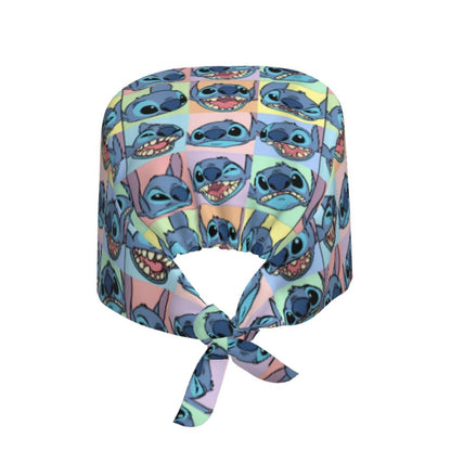Custom Retro Cartoon Cleaning Working Cap Comfortable  Stitch Ohana Scrub Cap Surgicals Hat Nurse Scrubs Hat For Dentist
