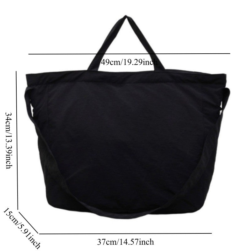 Lazy Style Nylon Crossbody Shoulder Bag Women Casual Large Capacity Bucket Tote Bag Lightweight Japan Style Simple Handbag