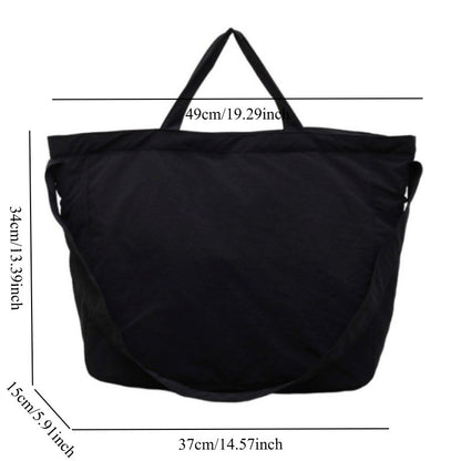 Lazy Style Nylon Crossbody Shoulder Bag Women Casual Large Capacity Bucket Tote Bag Lightweight Japan Style Simple Handbag