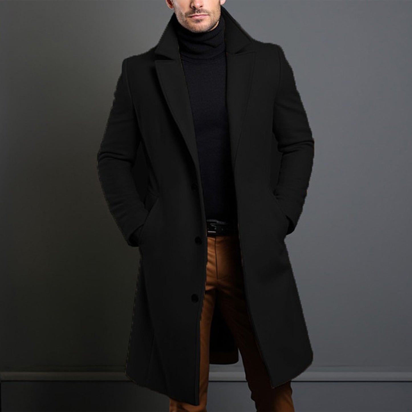 Men Winter Autumn Overcoat Classic Lapel Overcoat Business Outerwear n Formal Daily Wear