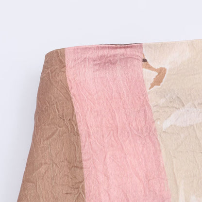 2025 Autumn New Product Women's Casual Style Fashion High Waist Printed Wrinkle Effect Midi Half Body Skirt