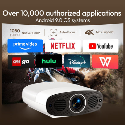 Projetor VEVSHAO A22 Full HD 1080P 4K 1000ANSI Android WiFi Foco Automático 10W*2 Projetor de Home Theater para Reuniões de Escritório e Vídeo
