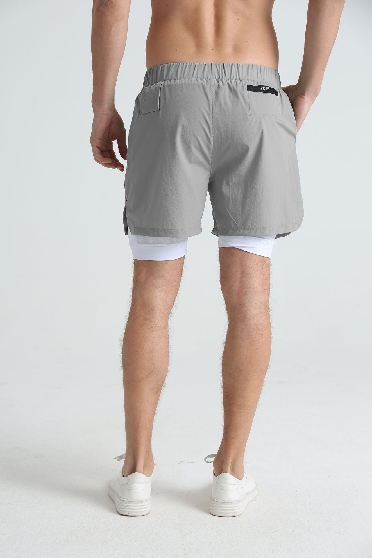 Men's sports double-deck shorts Fitness Quick Dry Training Shorts Casual 2 In 1 Multi-pocket sweatpants Men Gyms Running shorts