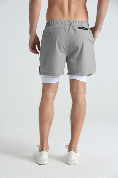 Men's sports double-deck shorts Fitness Quick Dry Training Shorts Casual 2 In 1 Multi-pocket sweatpants Men Gyms Running shorts