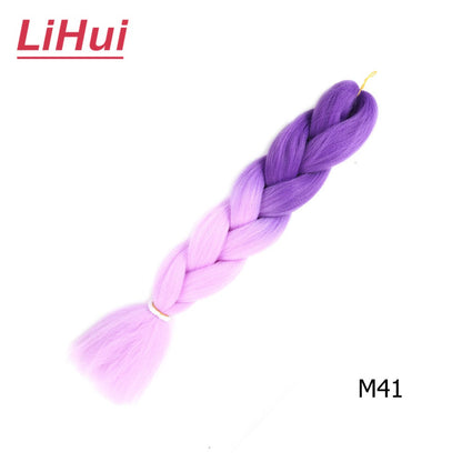 Cabelo Sintético Trança Jumbo 24 Polegadas Ombre Jumbo Extensão de Cabelo para Mulheres Tranças DIY Roxo Rosa Amarelo Cinza Lihu
