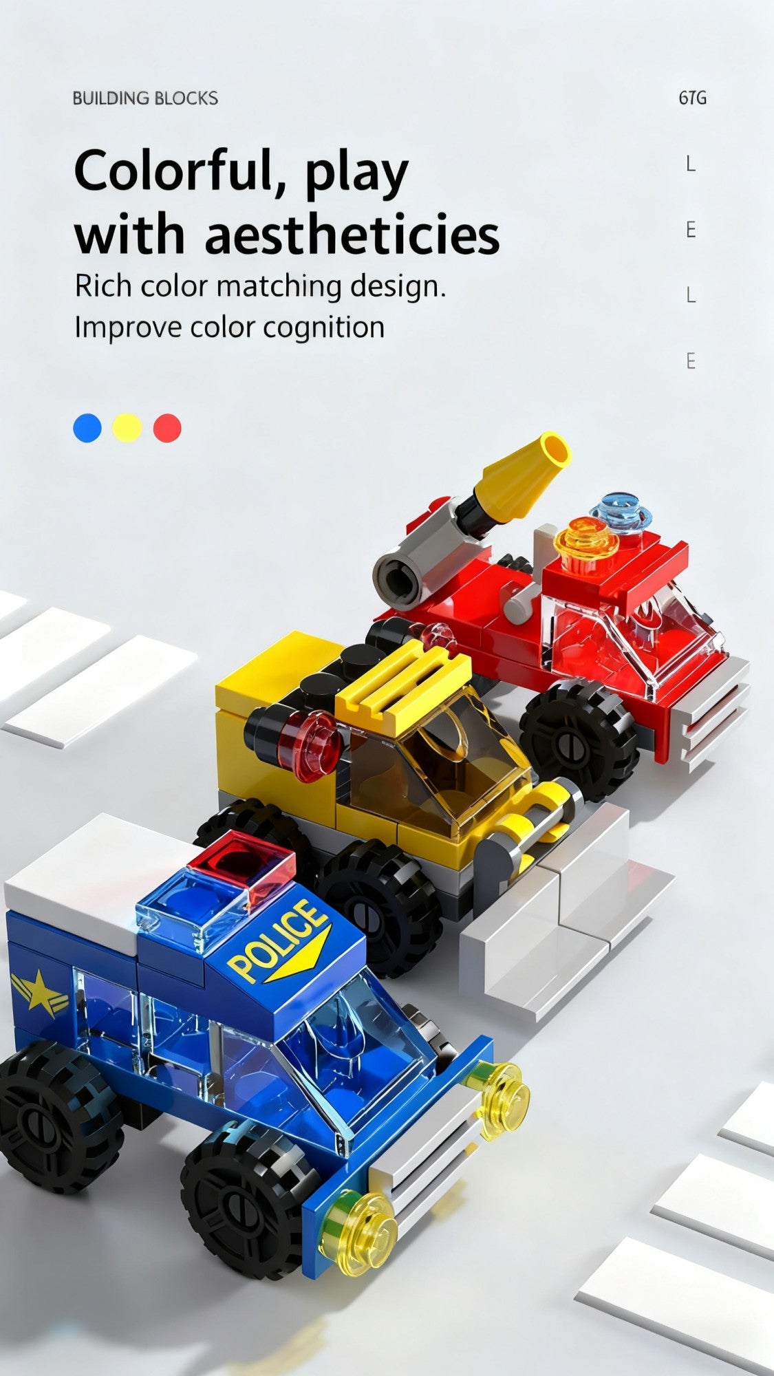 6 in 1 Mega City Building Set - Police Car, Fire Truck, Crane, Tank, Helicopter & More, Construction Engineering Toys Gift