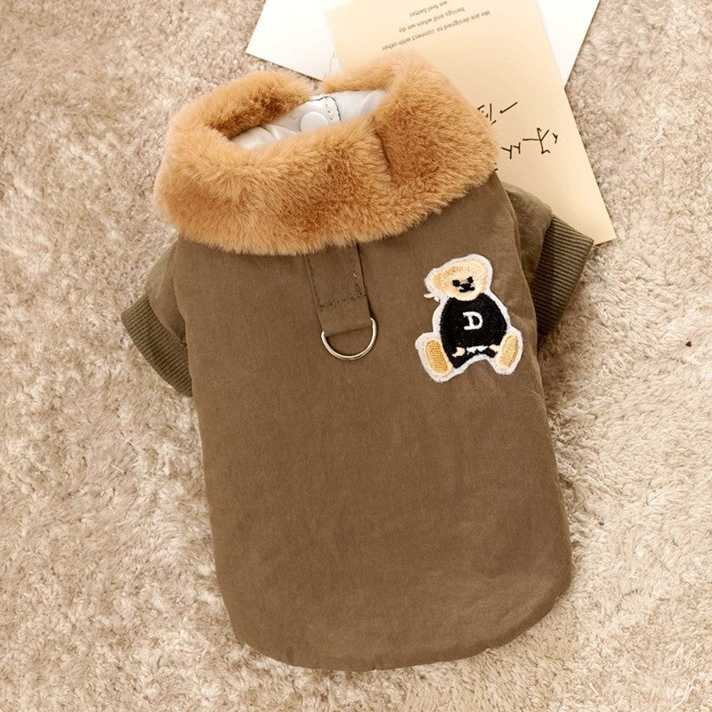 Jaqueta Fashion para Cães Down, Jaqueta de Inverno Quente para Cães, Estampa de Urso, Jaqueta para Cachorros, Casaco Macio e Fofo para Gatos, Roupas para Cães Bulldog Francês