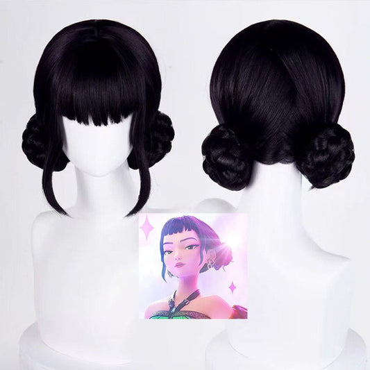 Rumi Mira Zoe Girl Group Members Wig Stage Cosplay Headwear Colorful Wig Cover Anime Movie KPop Demon Hunters Character Headgear