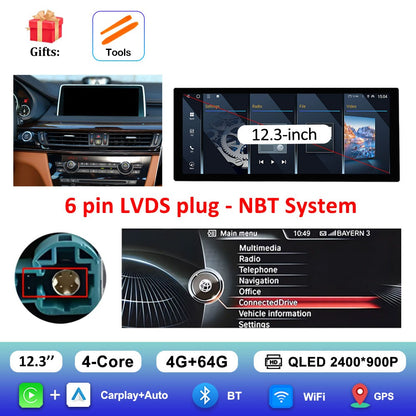para BMW X5 F15 X6 F16 2014 - 2018 Sistema NBT/EVO Rádio Multimídia para Carro Android 15 GPS Navegação 4G BT Carplay Auto Ferramentas