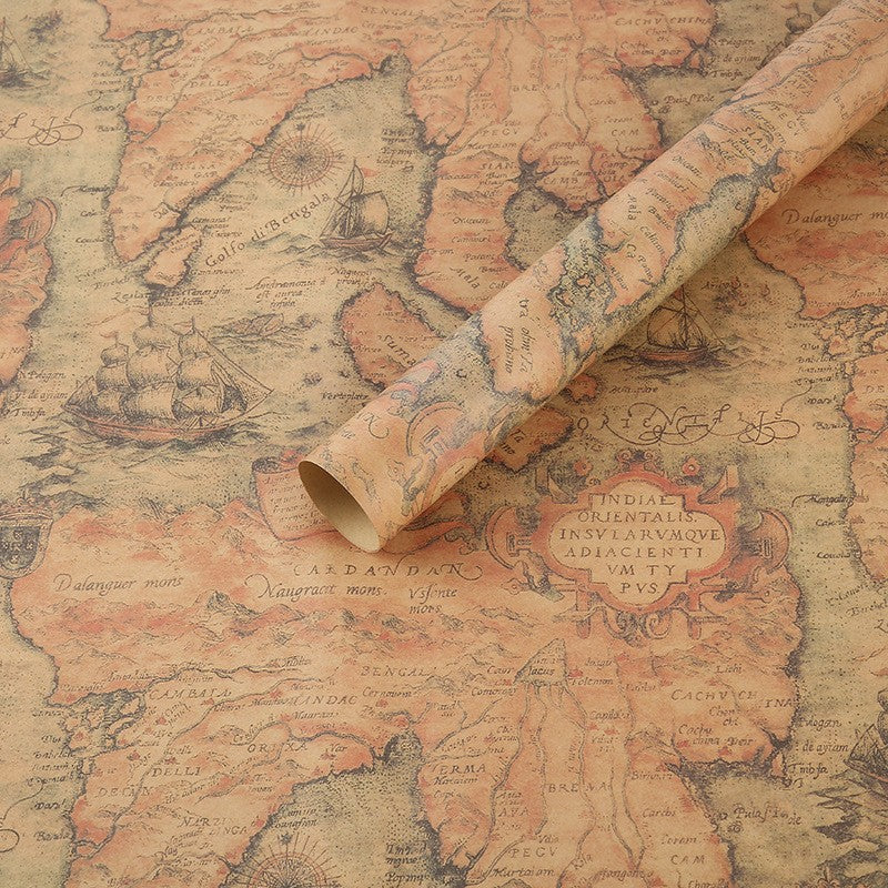 Fold Retro Kraft Gift Wrapping Paper Worldmap Christmas Gift Paper Newspaper Craft Valentine's Day Birthday Gift RegularPaper
