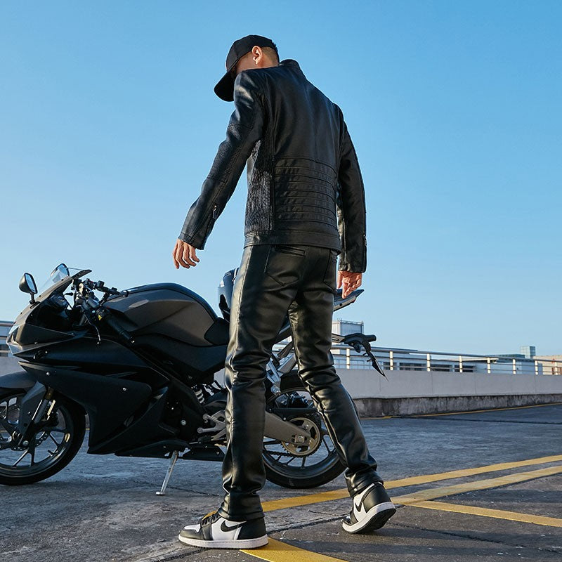 Shilin brand leather jacket men new plush thickened leather coat Slim fit Korean fashion winter casual leather jacket